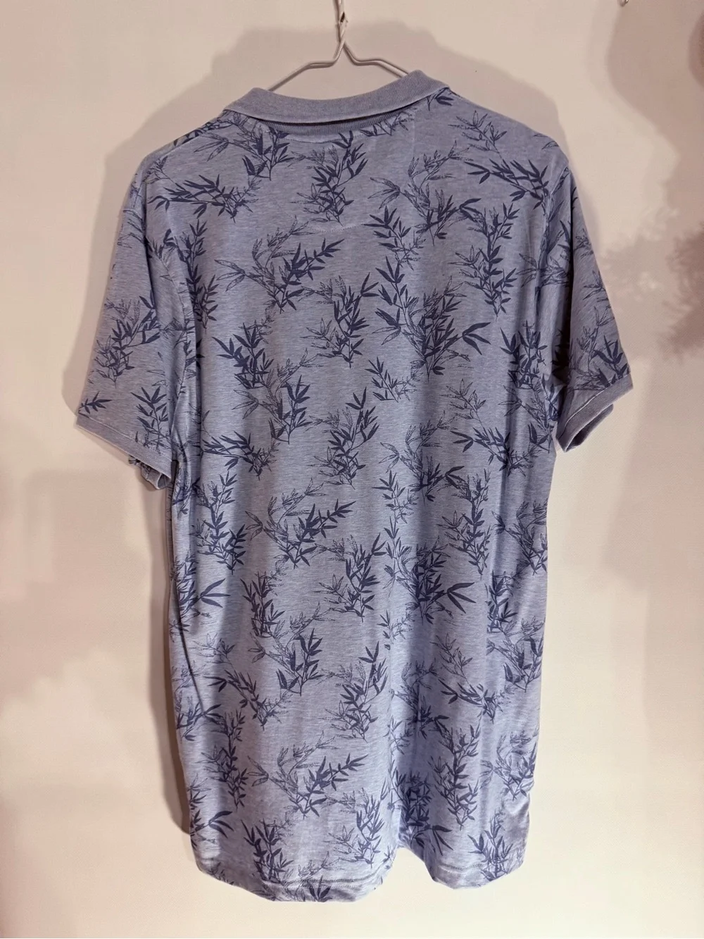 Denim & Flower Light Blue Polo with Navy Leaf Print